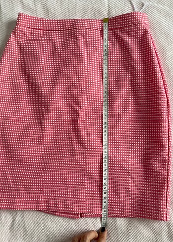 Pembe Kareli Midi Mini Etek - Görsel 5