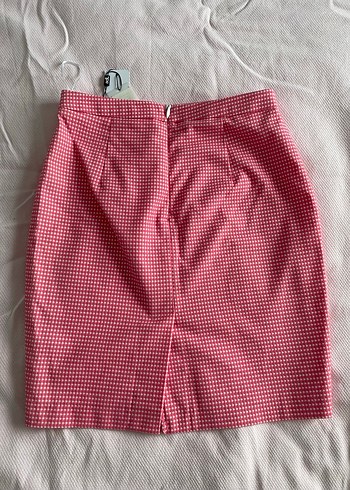 Pembe Kareli Midi Mini Etek - Görsel 2