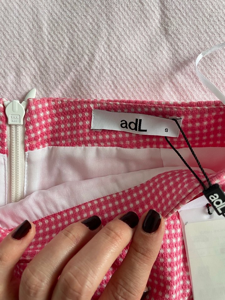 Pembe Kareli Midi Mini Etek - Görsel 4