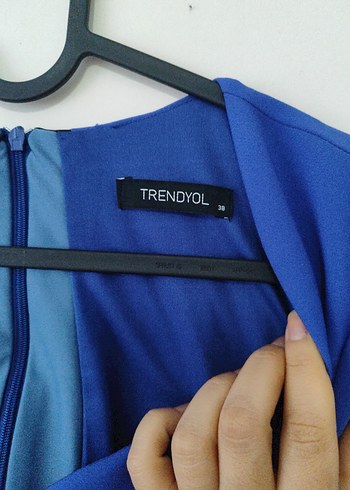 m Beden trendyolmilla Mavi V Yaka Midi Kadın Ofis Elbisesi