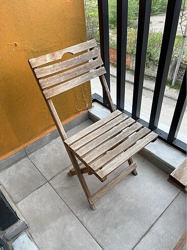 Ikea Balkon ahşap masa sandalye seti