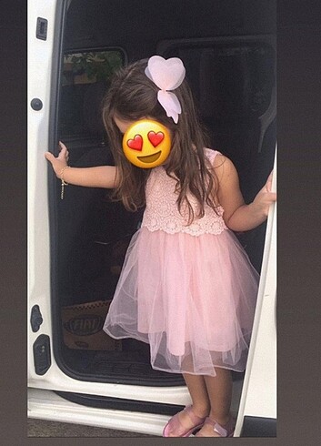 Pembe çok şık kiz çocuk elbise /şeker pembe