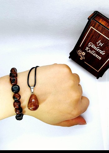 Kahverengi Yılan Desenli Boncuklu Bileklik - Görsel 2