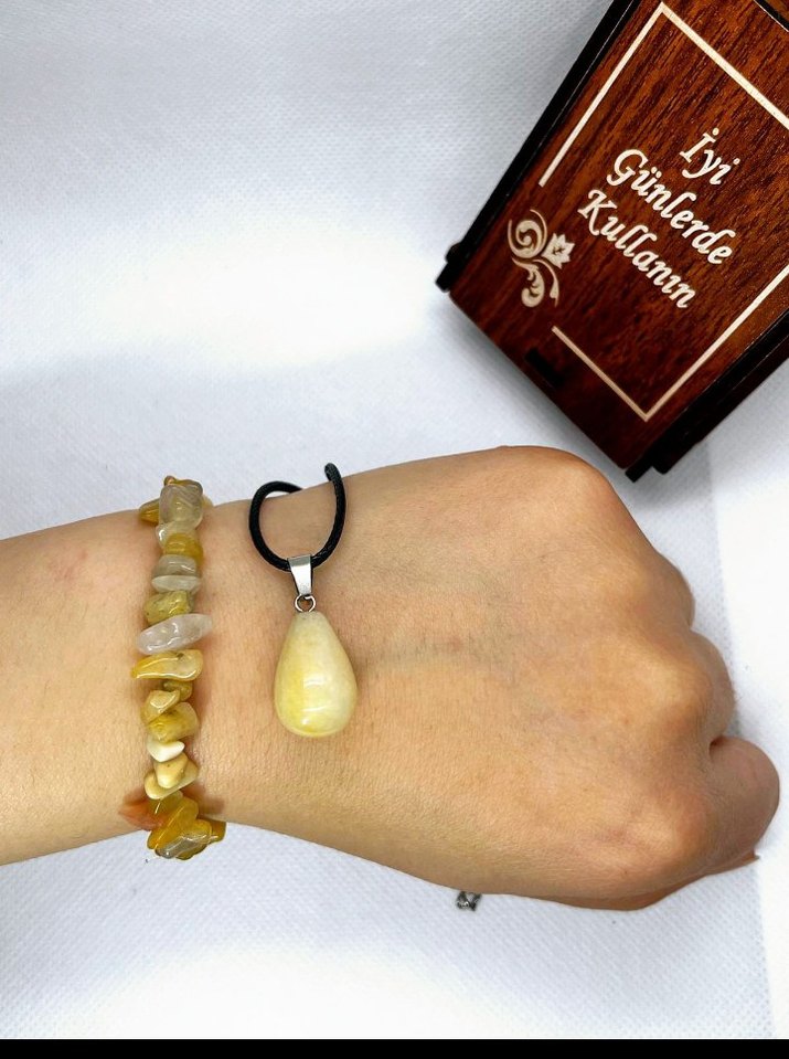 Sarı Zincir Detaylı Bohem Kadın Bileklik - Görsel 2