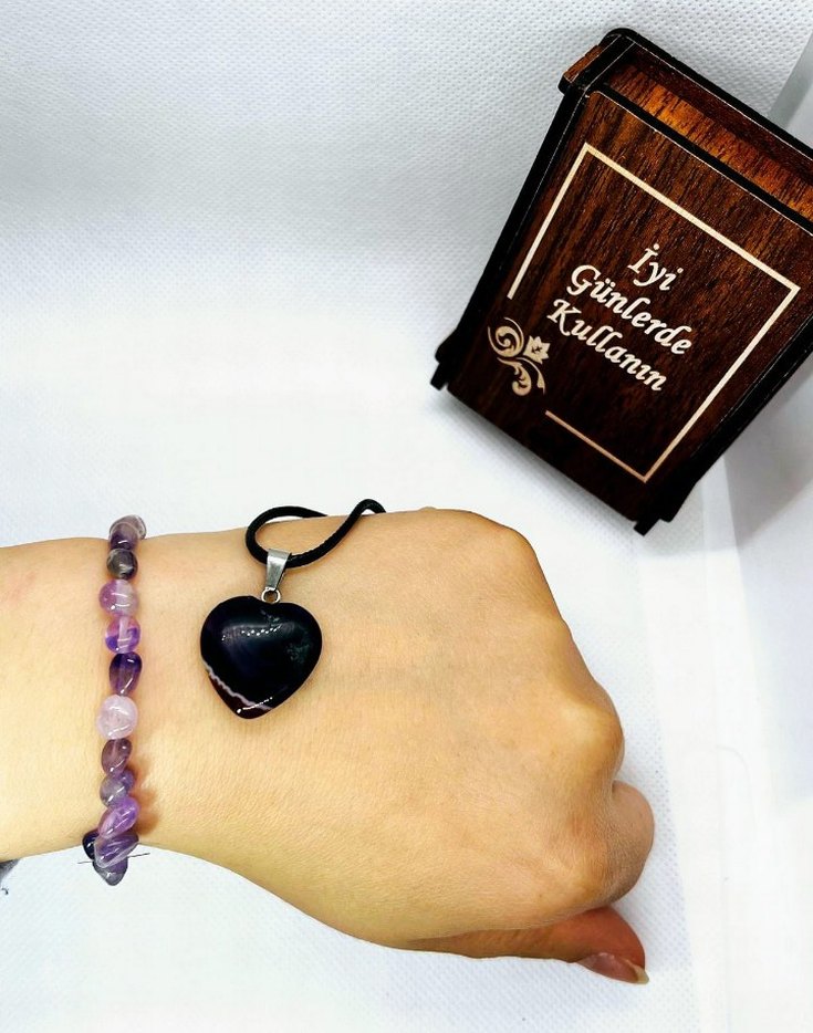 Mor Ametist Boncuklu Gotik Bileklik - Görsel 2