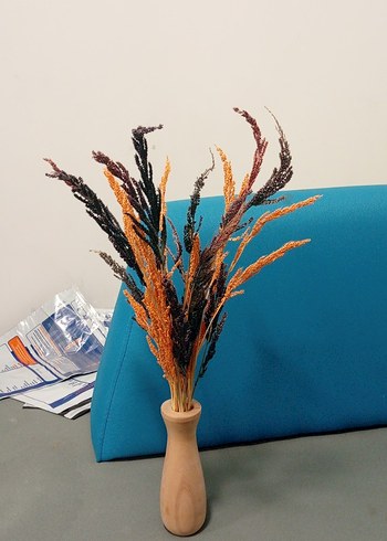 Çok Renkli Kuru Çiçekli Ahşap Vazo - Görsel 2