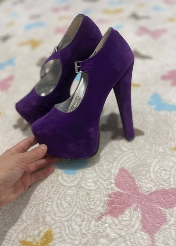 Mor Tokalı Yüksek Topuklu Kadın Ayakkabı - Görsel 3