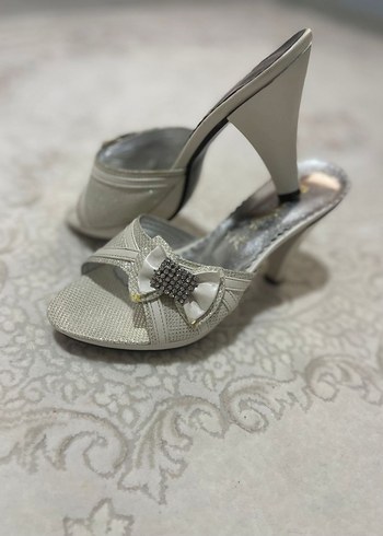 Beyaz Parlak Yılan Desenli Platform Topuklu Kadın Ayakkabı - Görsel 2