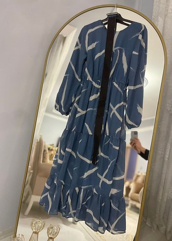 Bohem Gri-Mavi Uzun Kadın Elbise - Görsel 2