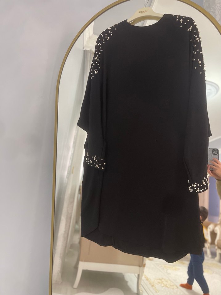 Siyah Baskılı Kısa Kollu Hamile Bluzu - Görsel 3