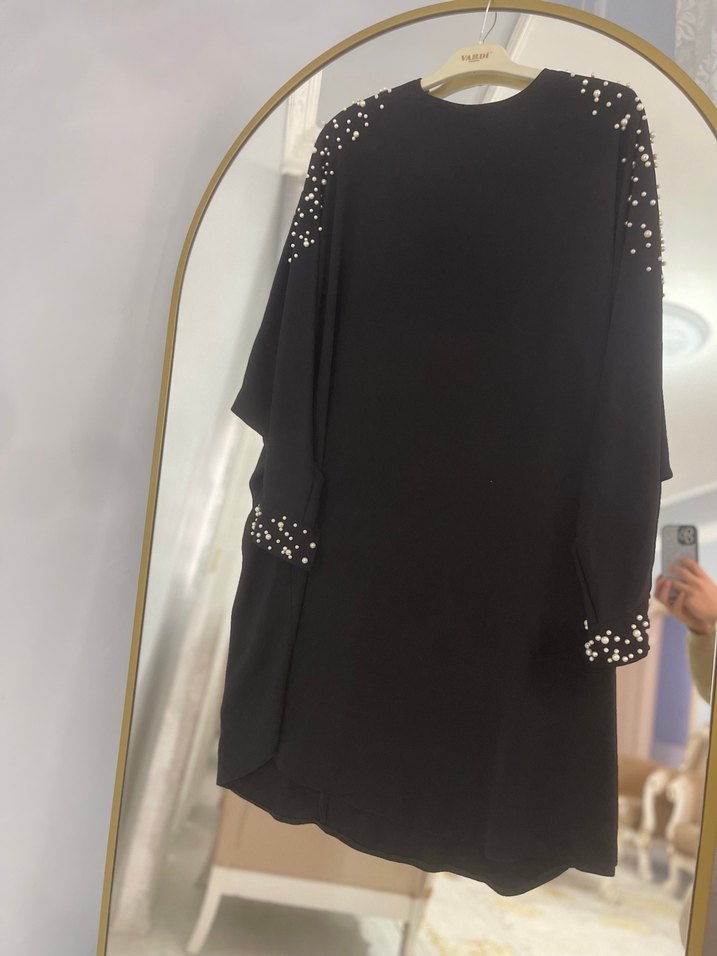 Siyah Baskılı Kısa Kollu Hamile Bluzu - Görsel 2