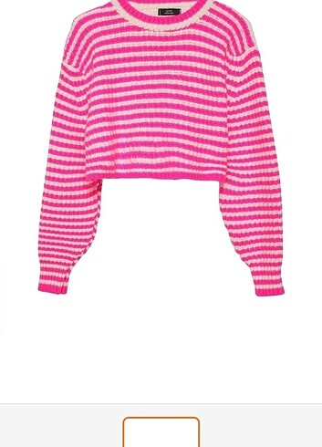 Pembe çizgili crop kazak