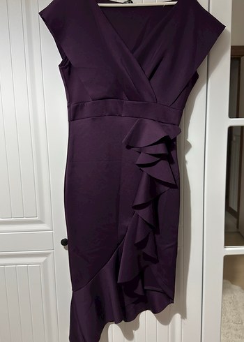 Bordo Straplez Drapeli kısa Abiye Elbise - Görsel 4