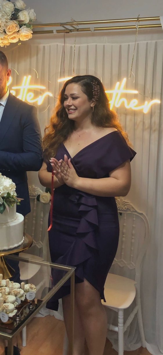 Bordo Straplez Drapeli kısa Abiye Elbise - Görsel 2