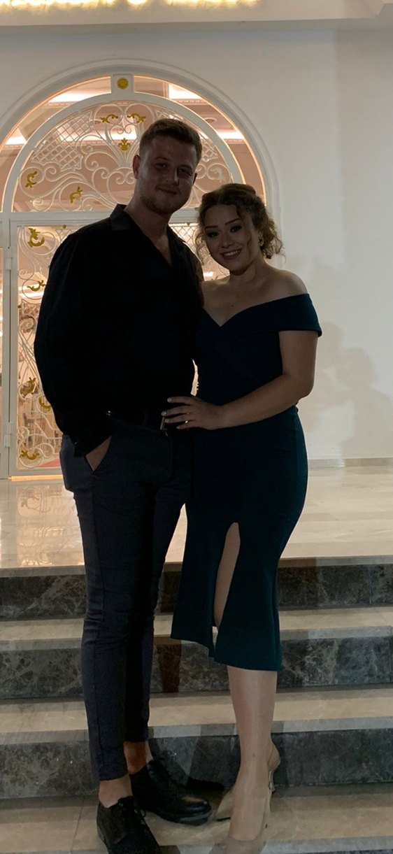 Petrol Yeşili Midi V Yaka Yırtmaçlı Elbise - Görsel 2