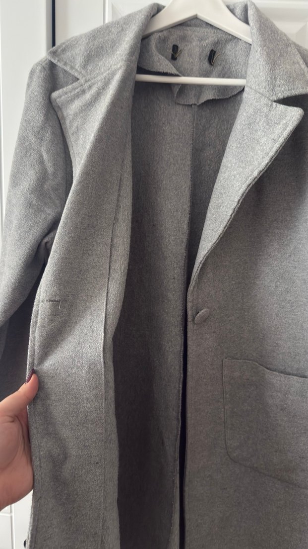 Gri Uzun İnce Kaban - Görsel 2