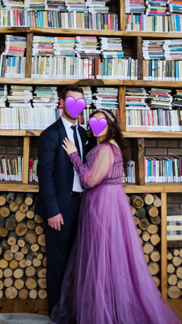 Uzun V Yaka Mor Gotik Nişan Elbisesi - Görsel 4