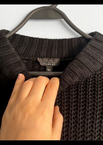 Topshop Siyah Boğazlı Örgü Kadın Kazak