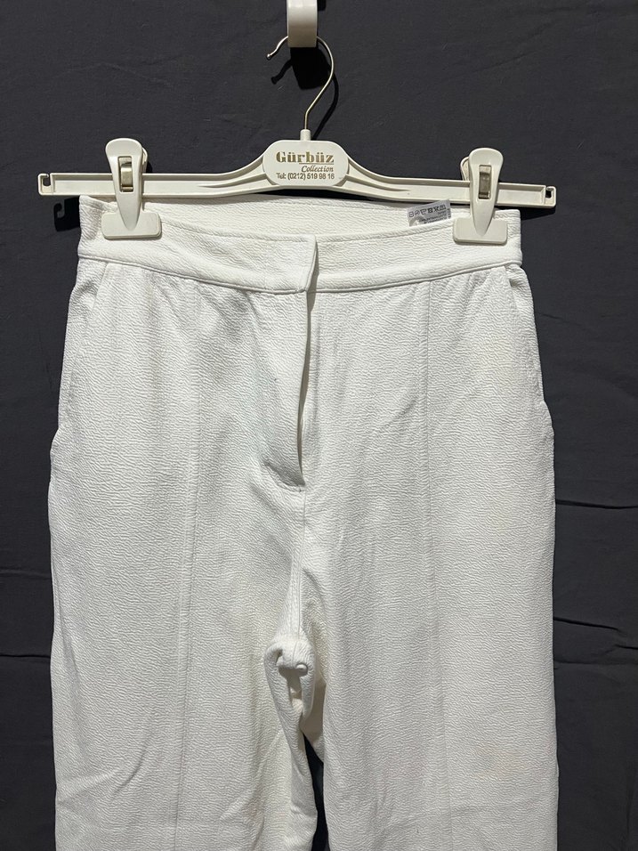 Beyaz Kadın Keten Pantolon - Görsel 2