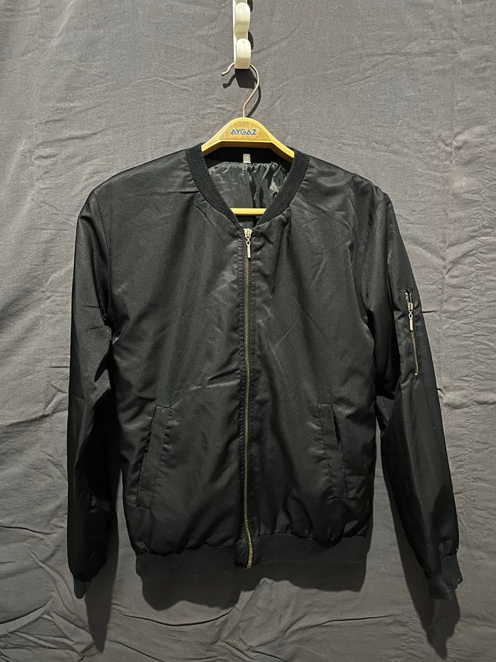 Siyah Fermuarlı Kadın Street Style Ceket - Görsel 2