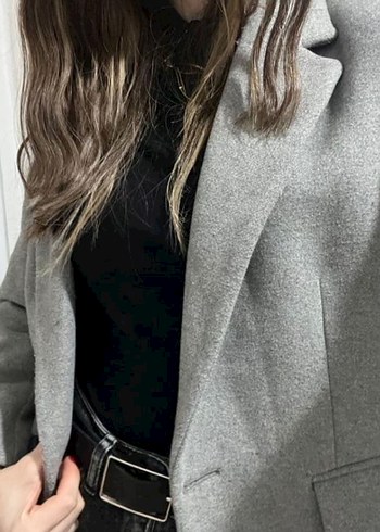 Mango Gri Düğmeli Uzun Kaban - Görsel 3