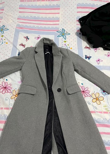 Mango Gri Düğmeli Uzun Kaban - Görsel 2