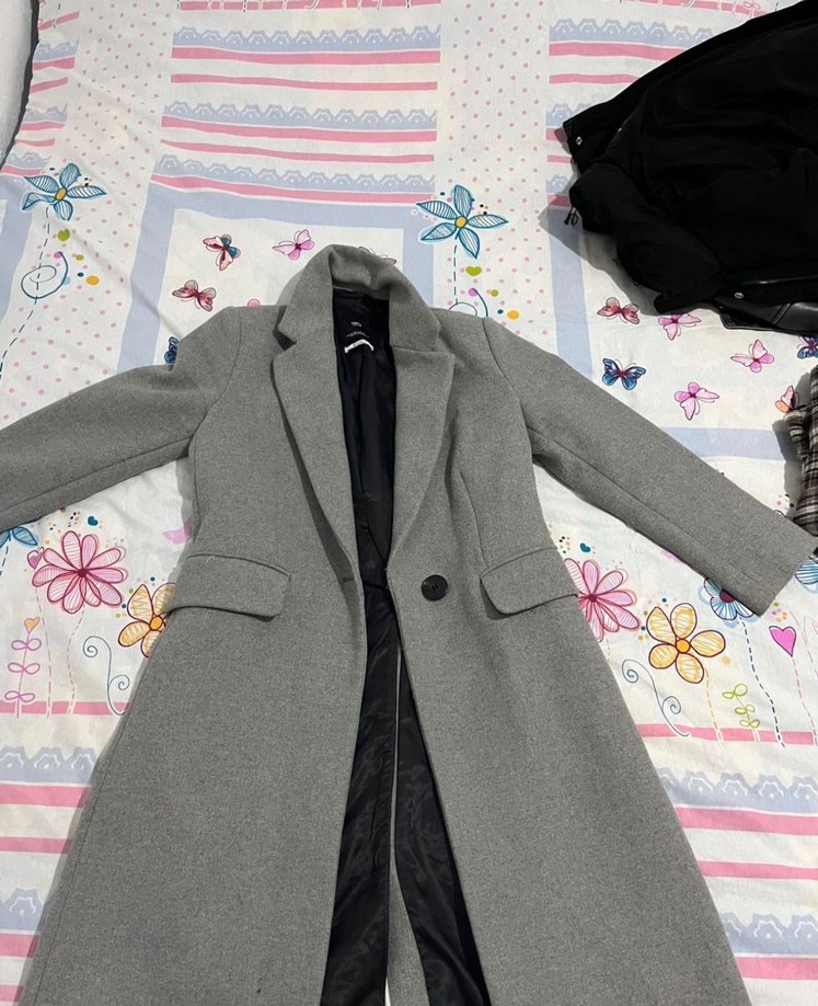 Mango Gri Düğmeli Uzun Kaban - Görsel 2