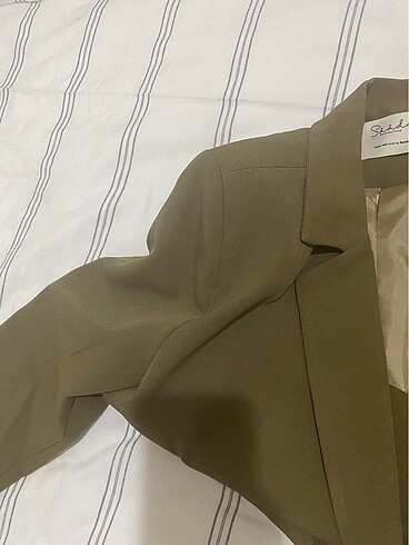 38 Beden haki Renk Crop blazer ceket