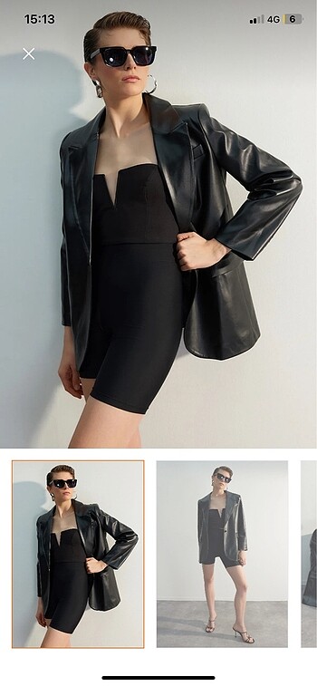 38 Beden siyah Renk Suni deri blazer ceket