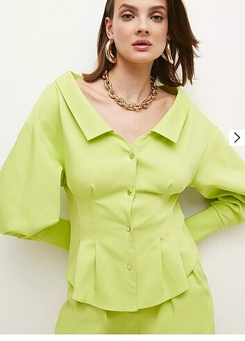 s Beden yeşil Renk Karen Millen Open Neck Woven Shirt