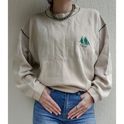 Casual Unisex Vintage Krem Kazak