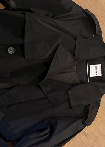 xs Beden Siyah Kadın Düğmeli Midi Trençkot Bershka