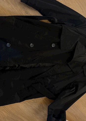 xs Beden siyah Renk Siyah Kadın Düğmeli Midi Trençkot Bershka