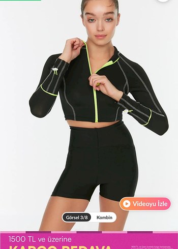 Trendyol & Milla Siyah Fermuarlı Mini Spor Üst