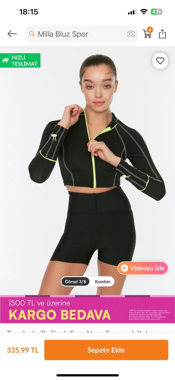 Siyah Fermuarlı Mini Spor Üst - Görsel 3