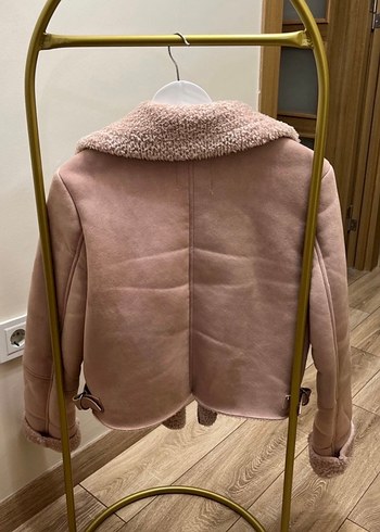 Kürk Detaylı Pembe Süet Kısa Ceket - Görsel 4