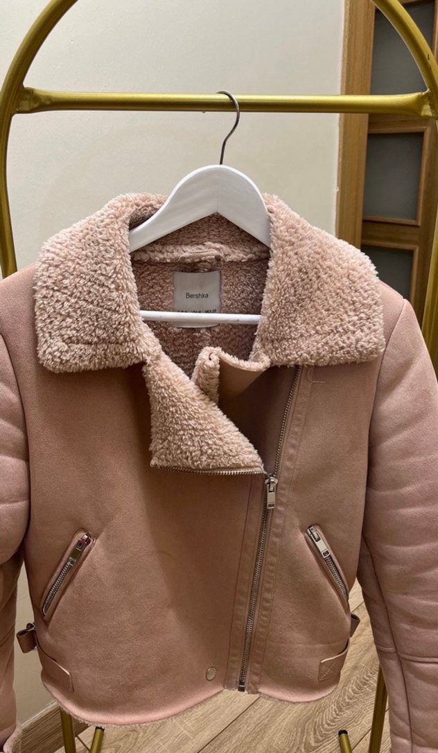 Kürk Detaylı Pembe Süet Kısa Ceket - Görsel 2