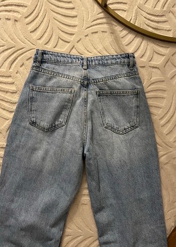 Gri Mavi Rahat Kesim Kadın Midi Denim Pantolon - Görsel 3