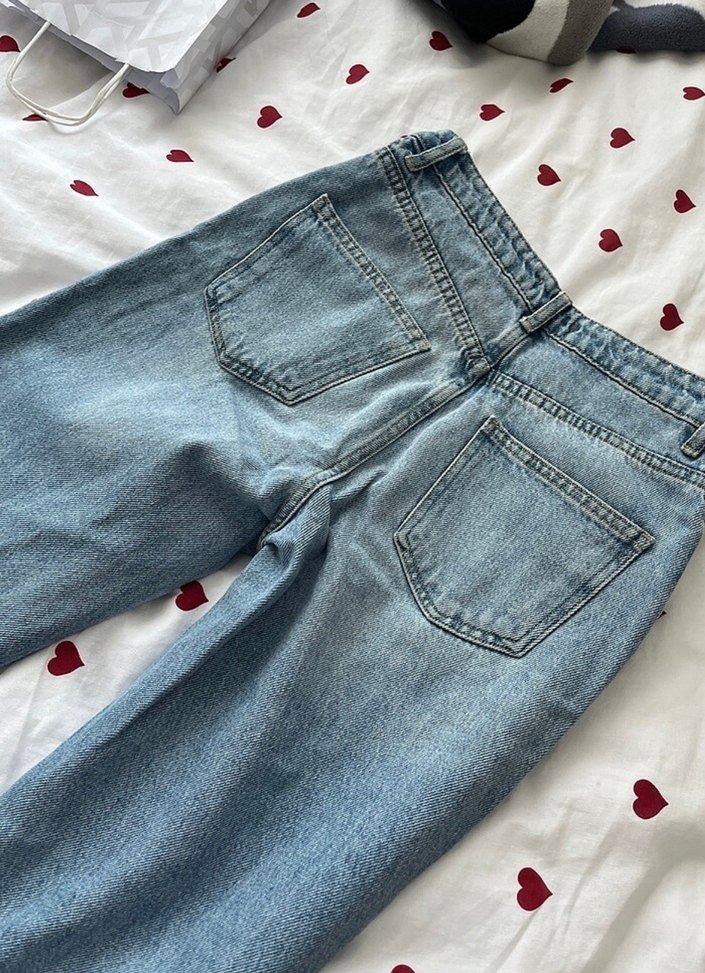 Gri Mavi Rahat Kesim Kadın Midi Denim Pantolon - Görsel 5