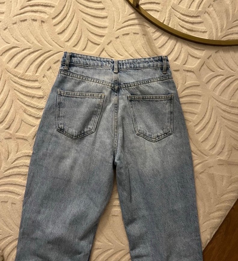 Gri Mavi Rahat Kesim Kadın Midi Denim Pantolon - Görsel 3