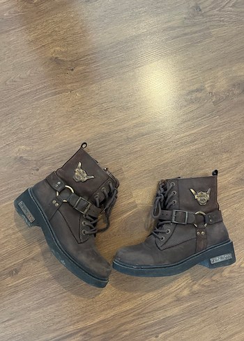 Kahverengi Deri Platform Tokalı Botlar - Görsel 3