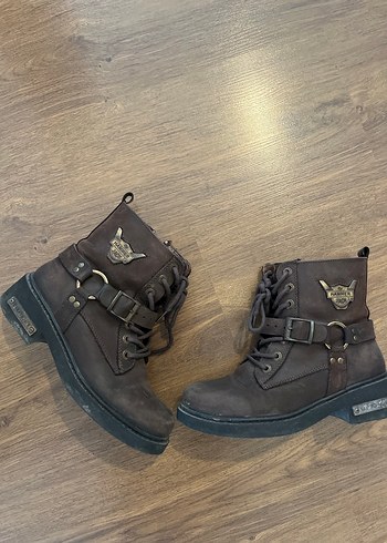 Kahverengi Deri Platform Tokalı Botlar - Görsel 2