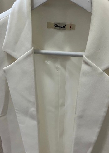 Beyaz Kadın Midi Blazer Ceket - Görsel 4