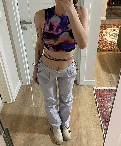 düşük bel paraşüt pantolon