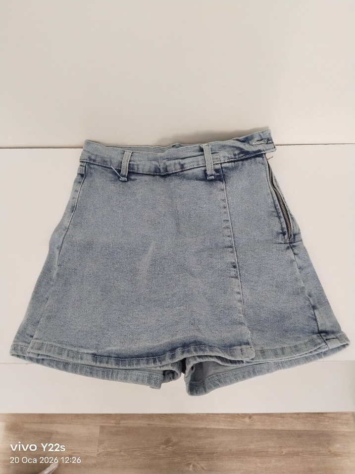 Mavi Loose Fit Mini Denim Şort - Görsel 2