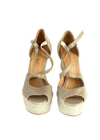 Bej Süet Platform Topuklu Kadın Abiye Ayakkabı - Görsel 4