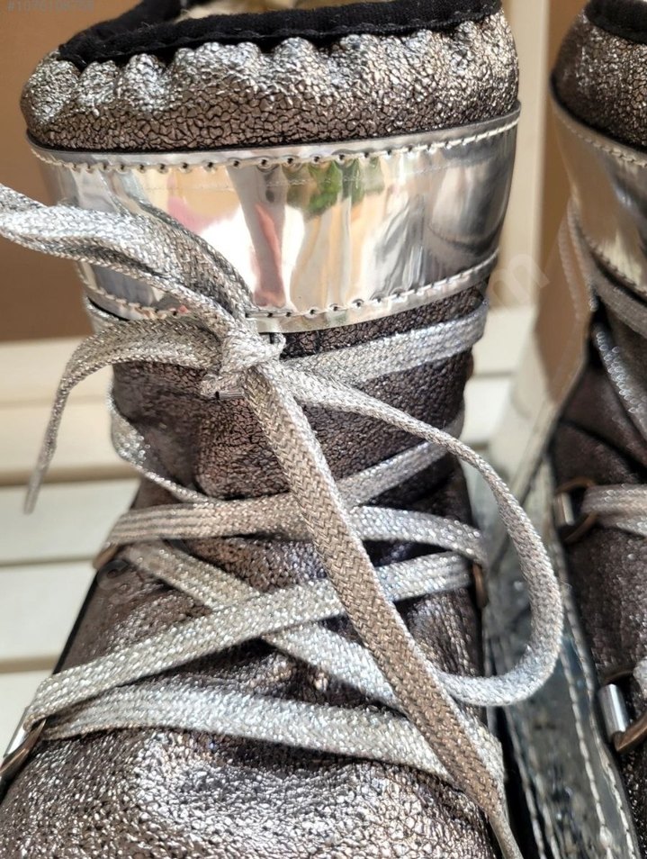 Gri Metalik Dolgu Topuklu Kadın KAR  Botu - Görsel 3