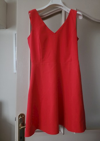 V Yaka Kırmızı Mini Elbise - Görsel 2