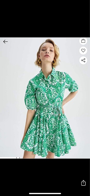 l Beden yeşil Renk Zara Model Günlük Elbise