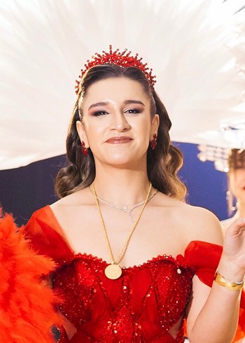 Kırmızı Boncuklu Taç kına tacı - Görsel 2